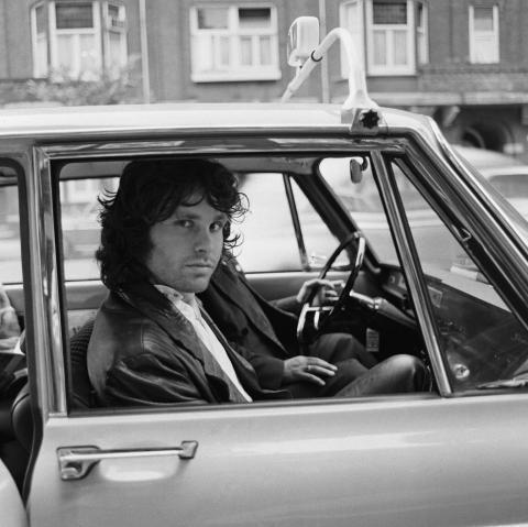 Jim Morrison in taxi in Amsterdam, 1968