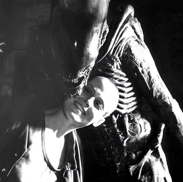 Sigourney Weaver on the set of Alien 3, 1991