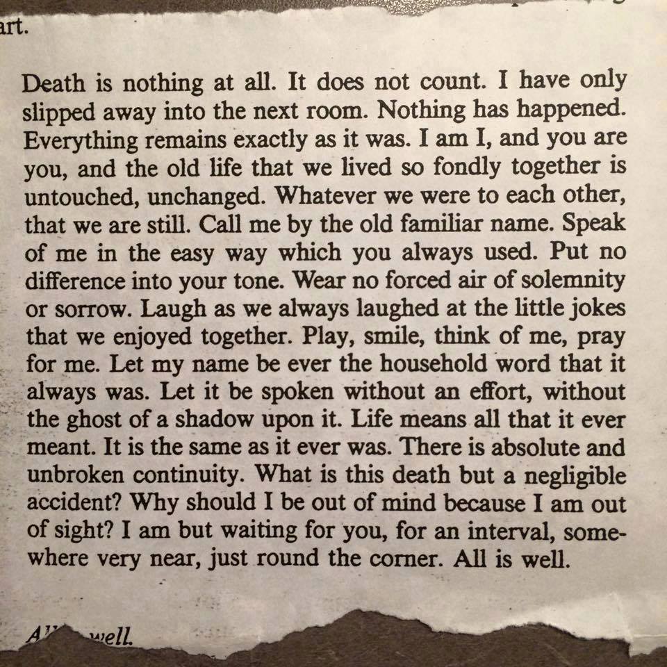 Death Is Nothing At All Poem By Henry Scott Holland