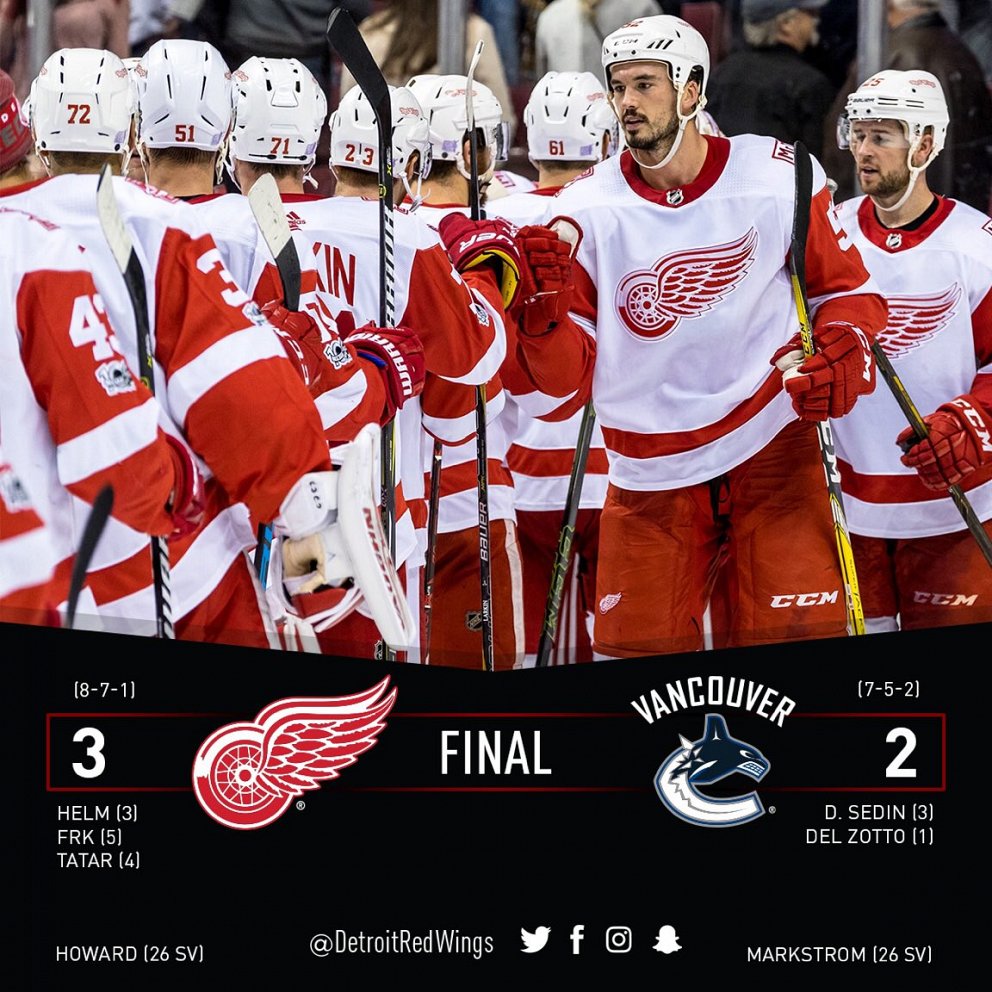 11 Nov 2017 Vancouver Canucks vs Red Wings [Video Highlights
